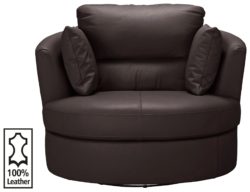 Collection - Trieste - Leather Swivel Chair - Chocolate